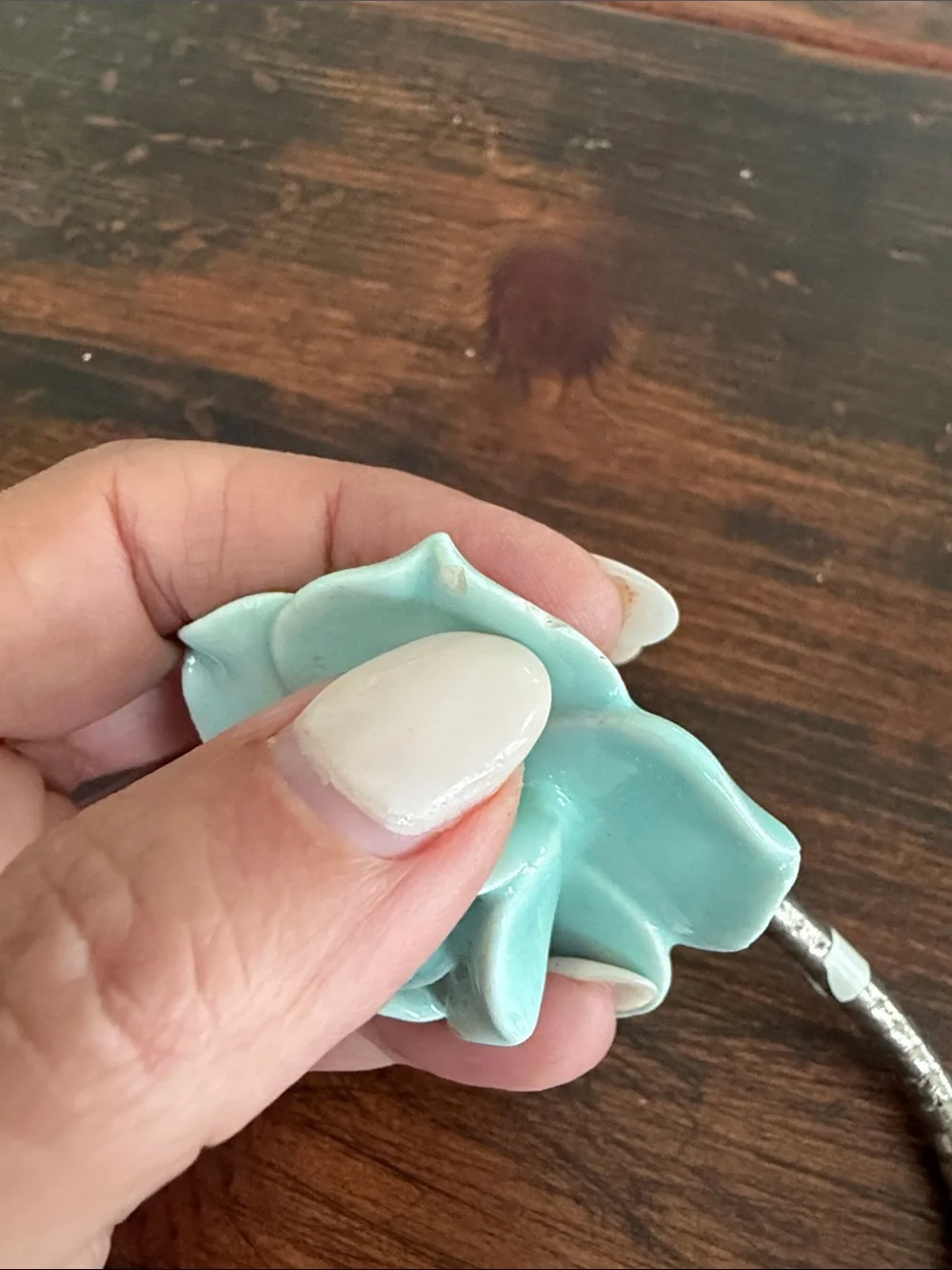 Anthropologie Blue Floral Ceramic Wall Hook
